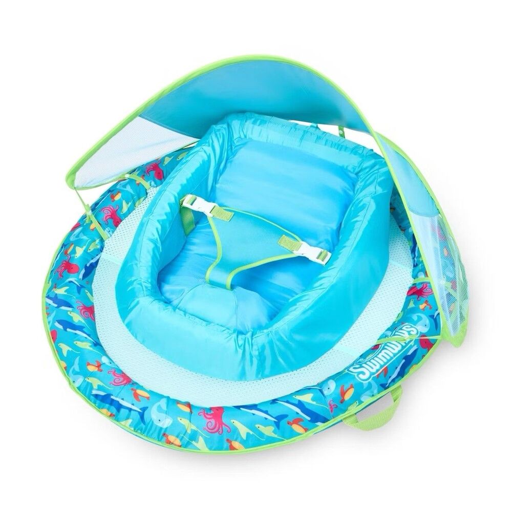 NWT SwimWays Inflatable Infant Baby Spring Pool Float with Sun Canopy